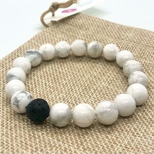 Handmade Howlite Lava Rock Beaded Bracelet Women